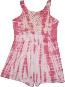 Kandy Kiss Girls' Tie Dye Crocheted Front Romper Strawberry Pink Medium - Picture 1 of 3