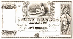 RARE 1830's CITY TRUST BANKING NYC $500 PROOF Topless Lady, Water Bearer CV $800 - Picture 1 of 1
