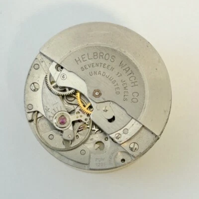 Helbros Cal PUW 1261 Watch Movement For Parts Balance Fork Spring Bridge Desk - Image 1 of 2