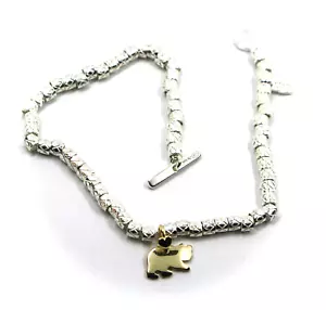 Silber Armband 925, A Würfel Und Anhänger Gelbgold 9K, Bär, - Bild 1 von 6