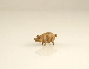 Old ~1930 Franz Bergmann Vienna TINY STANDING PIG Luck Cold Painted Brass Bronze - Picture 1 of 5