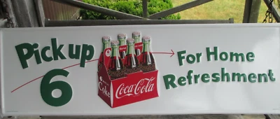 Coca-Cola Steel Sign 24 Gauge Steel Pick up 6 For Home Refreshment Retro 50"  - Image 1 of 4