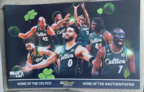2023 Boston Celtics Authentic Fan ￼ laminated Cheer Card Poster Basketball Cover