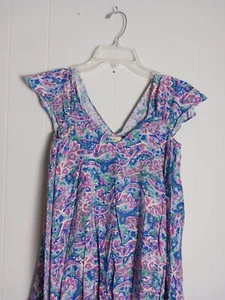 Matilda Jane Size XS Paisley Floral In The Maze V Neck Tunic Pleated Rayon - Picture 1 of 8