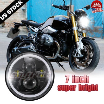 For R Nine T R1150RS R1200R R100 Motorcycle 7" LED Headlight DRL Hi/Lo O Ring** - Image 1 of 4