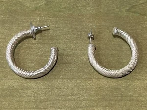 Vintage Sterling Silver Twist Hoop Earrings  !! 8.3 Grams - Picture 1 of 7