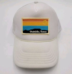 Outside, Texas TX Mesh Trucker Snapback Patch Hat Cap White Otto - Picture 1 of 5