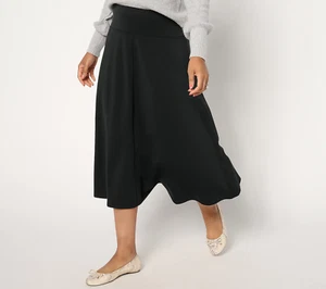Peace Love World Petite Pull-On Scuba Knit Circle Skirt Black MP - Picture 1 of 2