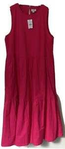 Maxi Vestido J Crew 4 Tejido Algodón En Niveles Rosa Volantes Cuello Bolsillos Laterales con Cremallera NUEVO - Imagen 1 de 6