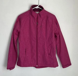 Double Diamond Womens M Softshell Jacket Coat Pink Blossom Embossed Full Zip New - Picture 1 of 8