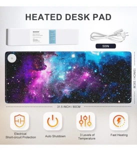Heated Mouse Pad, Heated Desk Mat, Electric Warm Desk Pad with 3 Heating Levels - Photo 1/6