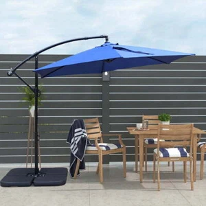 10ft Outdoor Hanging Offset Cantilever Umbrella with Crank Patio Umbrella- Navy - Picture 1 of 6