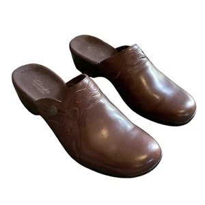 Mules sin cordones Clarks para mujer flexibles de cuero marrón talla 8 nuevos sin etiquetas - Imagen 1 de 6