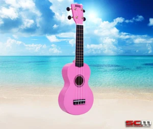 MAHALO Rainbow Series Soprano Ukulele MR1-PK PINK Finish Aquila Strings Gig Bag - Picture 1 of 3