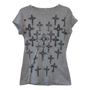 Gray Short Sleeve Cross Tee Shirt - Picture 1 of 3