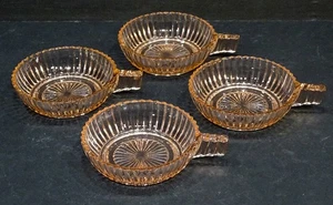 Set of 4 QUEEN MARY Vintage PINK Depression Glass DESSERT FRUIT JELLY BOWLS - Picture 1 of 2