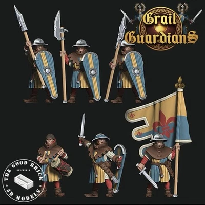 Medieval Fantasy Men At Arms X10 28mm Modular Custom Tabletop Miniatures - Image 1 of 4