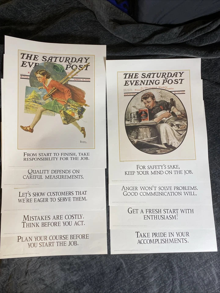 Vintage Norman Rockwell Poster Lot Of Nine (9) 17” X 22” - Image 1 of 4