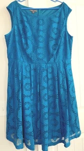 Vestido elegante sin mangas Roz & Ali talla 18 AZUL VERDE AZULADO ENCAJE ¡ENCANTADOR! - Imagen 1 de 8