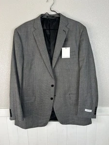 Calvin Klein Silk Wool Sport Coat Blazer Jacket Gray 48L Long Corporate NEW - Picture 1 of 16
