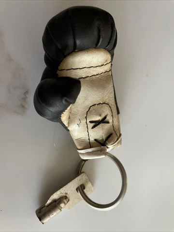 Vintage Boxing Glove Keychain 3” Black & White Cover