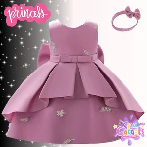 GIRLS PARTY DRESS LUXURY EMBROIDERY Baby Dress Flower Girl Wedding Birthday 2PC - Picture 1 of 13