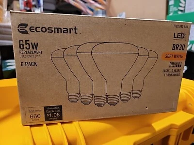 Led  65-Watt  BR30 Dimmable LED Light Bulb Soft White (6 pack) Dimmable Ecosmart - Image 1 of 4