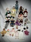 Vntg Peg, Bisque, Hand-Stitched Clothes Hand-Carved Wood Dolls & Accessories Lot