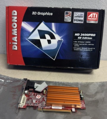 Diamond HD 2400PRO SB Edition Fanless ATI Video Card with HDMI DVI VGA and Box - Image 1 of 4