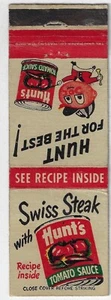 Vintage Matchbook Cover Swiss Steak with Hunt's Tomato Sauce. - Picture 1 of 3