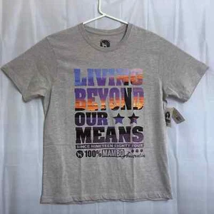 NWT Mambo Australia "Living Beyond Our Means" T-Shirt Men's Large L Gray - Picture 1 of 4