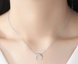 Damen Halskette Mond echt 925 Silber Sterling mit Anhänger Neu Elegant  - Bild 1 von 2