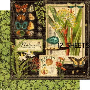 GRAPHIC 45 "NATURE NOTEBOOK" (SKETCHBOOK) 12X12 PAPER (12 PCS) SCRAPJACK'S PLACE - Picture 1 of 12
