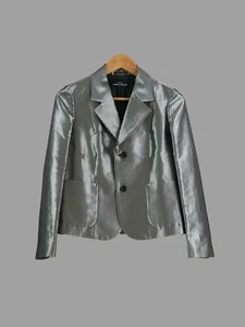 Tricot Comme des Garcons 1995 silver polyester 2 button blazer - womens M S - Foto 1 di 12