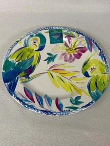 ARTISTIC ACCENTS TROPICAL PARROT MELAMINE DINNER PLATES - MULTI-COLOR - S/2 - Picture 1 of 1