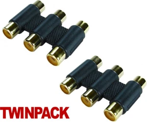 Dreifache Cinch Phonokupplung, 3xRCA Buchse auf 3xrca F Gold UK - Bild 1 von 1
