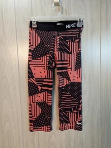 Nike Pro Core Womens Peach Patchwork Capris Pants Medium M Leggings 689832 654 - Picture 1 of 6