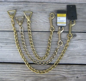 Lot of 3 Brass Stud Chains Swivel 24" 18" - Picture 1 of 3