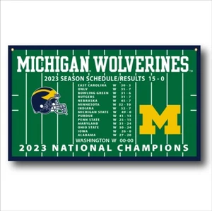 Michigan Wolverines 2023 National Champions Wollfilz Banner - 18" x 36" - Feld - Bild 1 von 1