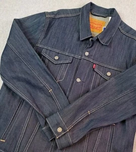 Levi's Denim Jean Jacket Dark Blue Men's XL Button Up Contrast Stitching Pockets - Picture 1 of 17