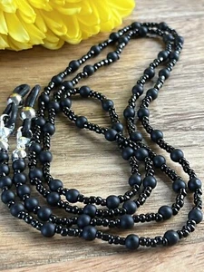 "Gafas de sol hechas a mano por Wendy con cuentas cadena 32"" negras Bin13" - Imagen 1 de 3