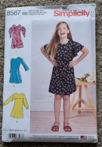 Simplicity Pattern 8567 Girls' Dress in 4 variations Size BB (US 81/2-161/2) - Picture 1 of 3