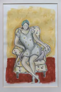 Dawn Green ? Modernist Pastel Portrait. 'Time To Relax' - Picture 1 of 3
