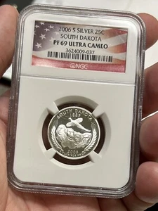 2006-S 25c Silver South Dakota State Statehood Quarter NGC PF69 Ultra Cameo - Picture 1 of 2
