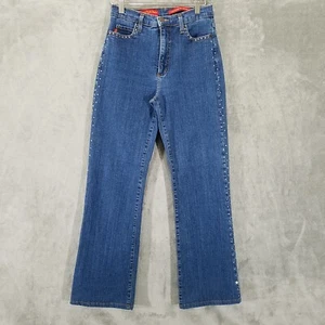 NYDJ Jeans Donna 8 Denim Blu Tuck Strass Gioiello Abbellito Bootcut - Foto 1 di 14