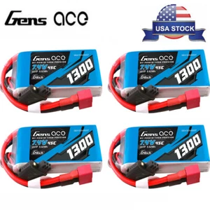 4X Batería GensAce G-Tech 1300mAh 45C 7.4V 2S Lipo Enchufe en T Para Planeador RC Avión 3D - Imagen 1 de 6