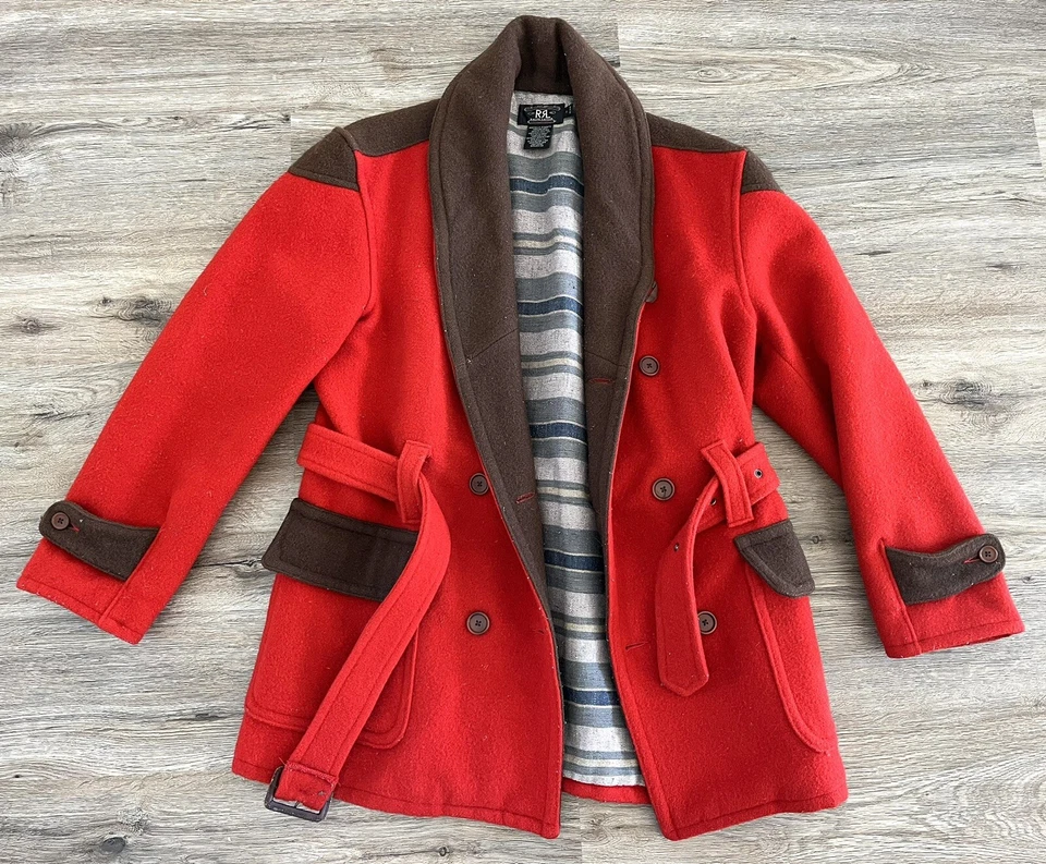 RRL Ralph Lauren Pequeño Rojo Caza Manta Forrada Chaqueta Polo Abrigo De Colección Tiro Foto 1 de 4