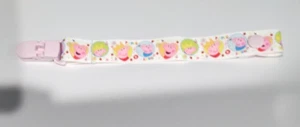 Cute Handmade Dummy Pacifier Saver Clip Baby Girls PEPPA PIG Pink + White - Picture 1 of 1