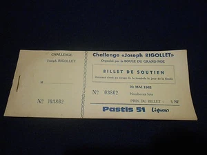 CARNET DE 9 TICKETS DE TOMBOLA PASTIS 51 LIQUEURS 1962 - Picture 1 of 1