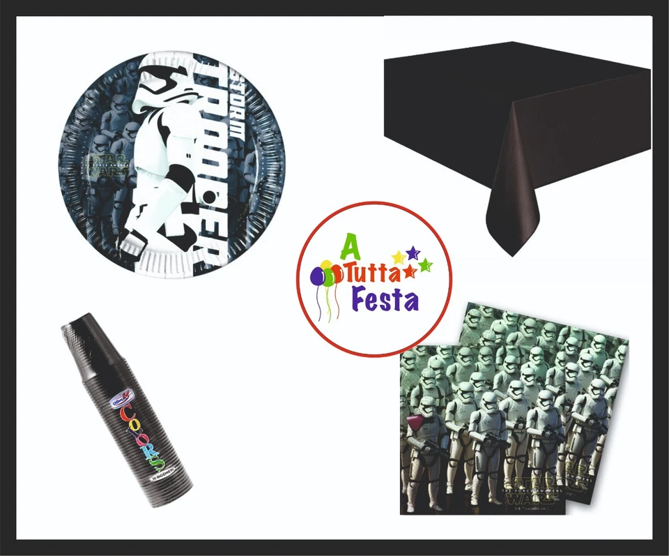  KIT ADDOBBI FESTA COMPLEANNO STAR WARS X8X16X24X32X40 PERSONE  PIATTI BICCHIERI - Immagine 1 di 1